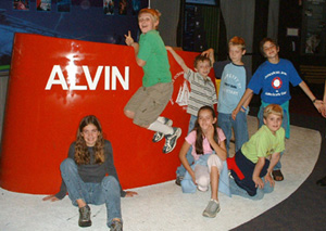 Climbing on Alvin during our field trip to Mystic Aquarium